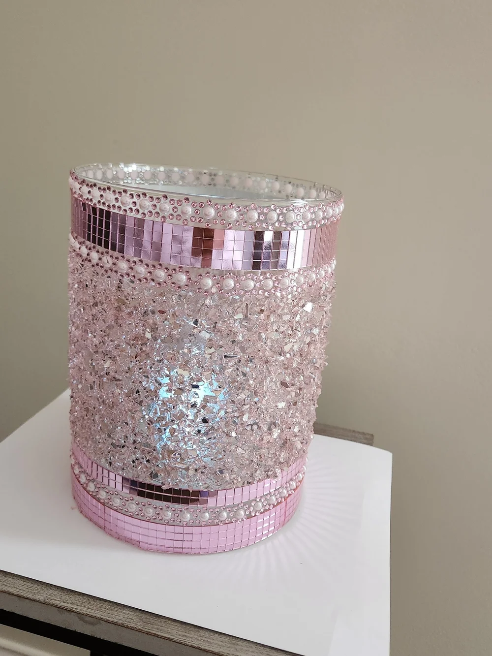 Pink Glitter Floral Vase